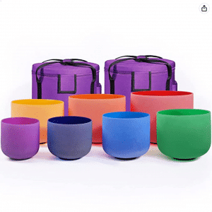 Set of 7 Colored Crystal Singing Bowl